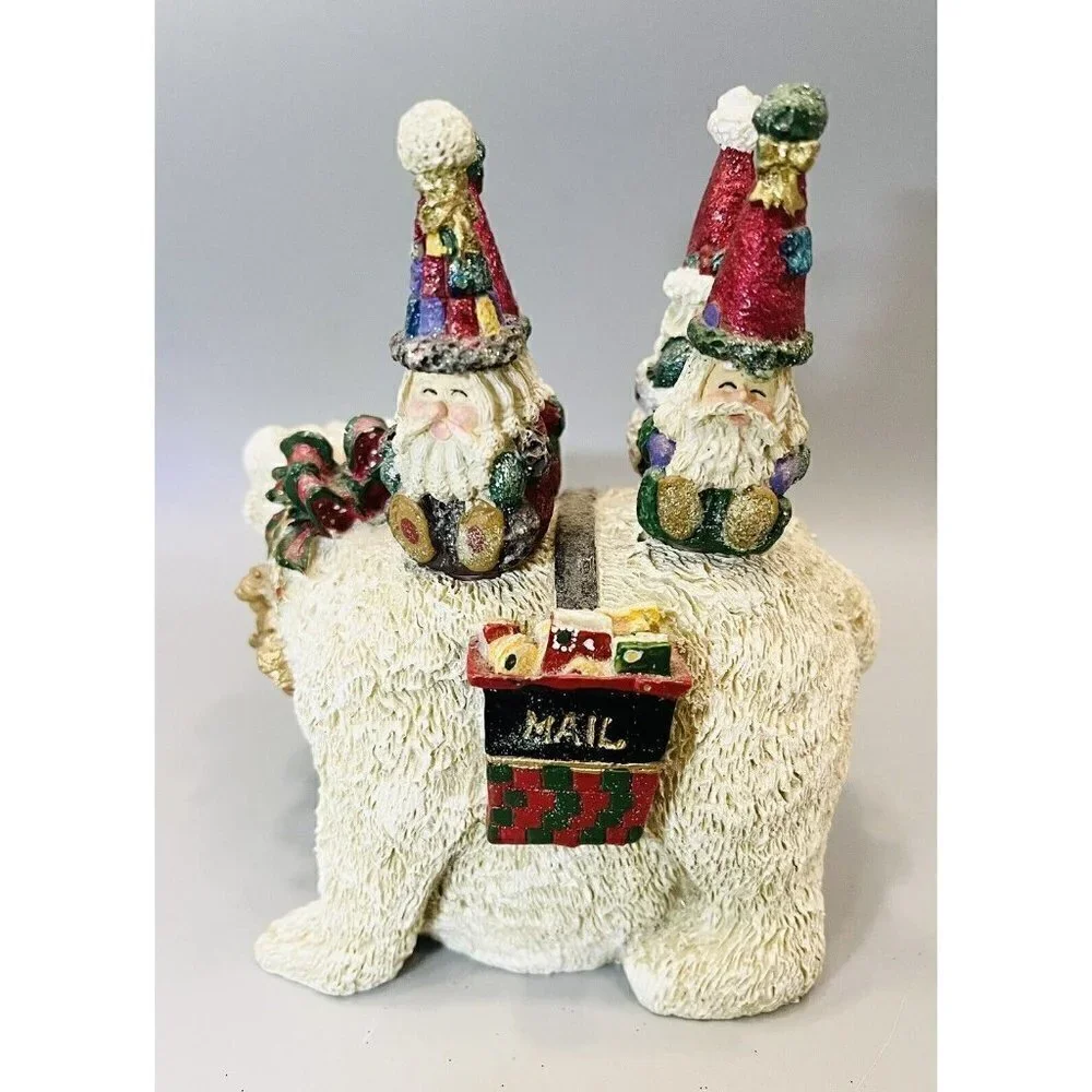 Polar Bear & Santa Cheese Spreaders Set Christmas Mail Delivery Resin Stainless